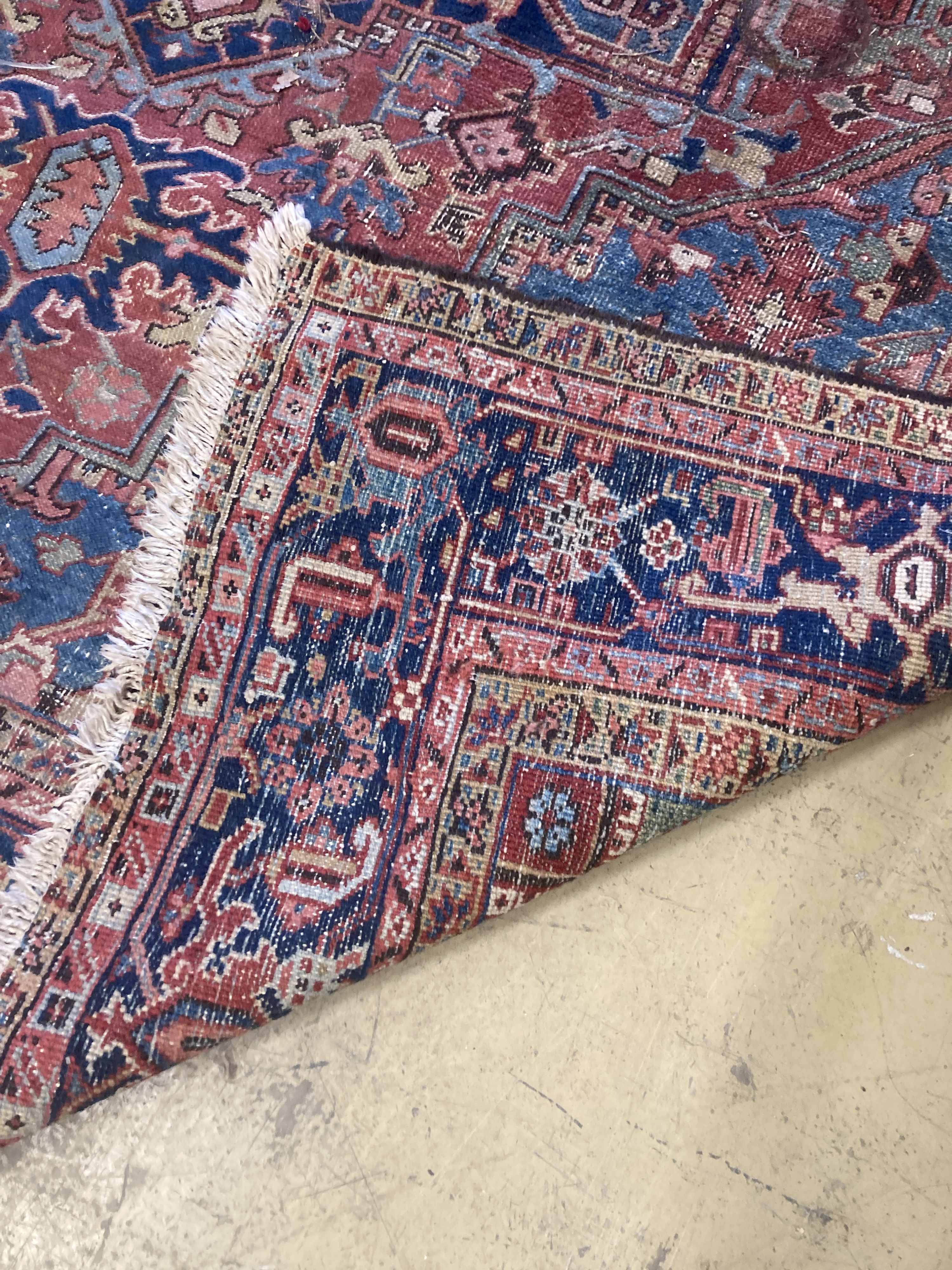 An early 20th century Heriz pale blue ground carpet, 314cm, width 232cm